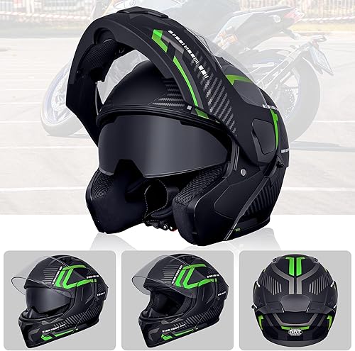 Miniatura 2 de Cascos modulares abatibles de doble visera para motocicleta, de cara completa, para adultos, BMX, de cuatro ruedas, para hombres y mujeres, aprobado