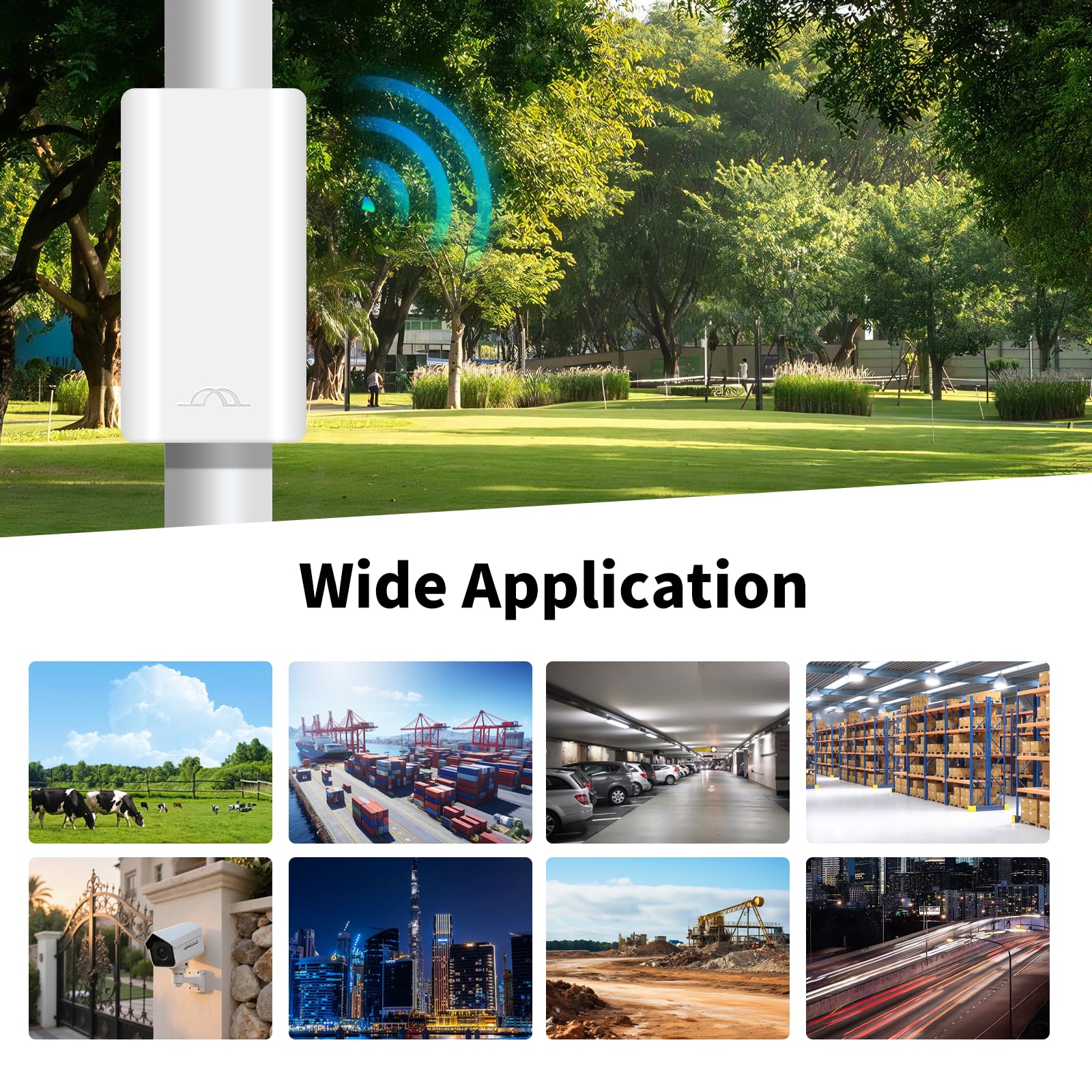 Kit d'extension réseau sans fil point à point extérieur 5,8 GHz 1 km pour ponts PtP / PtMP avec deux ports 100 Mbps adaptateur PoE étanche IP65