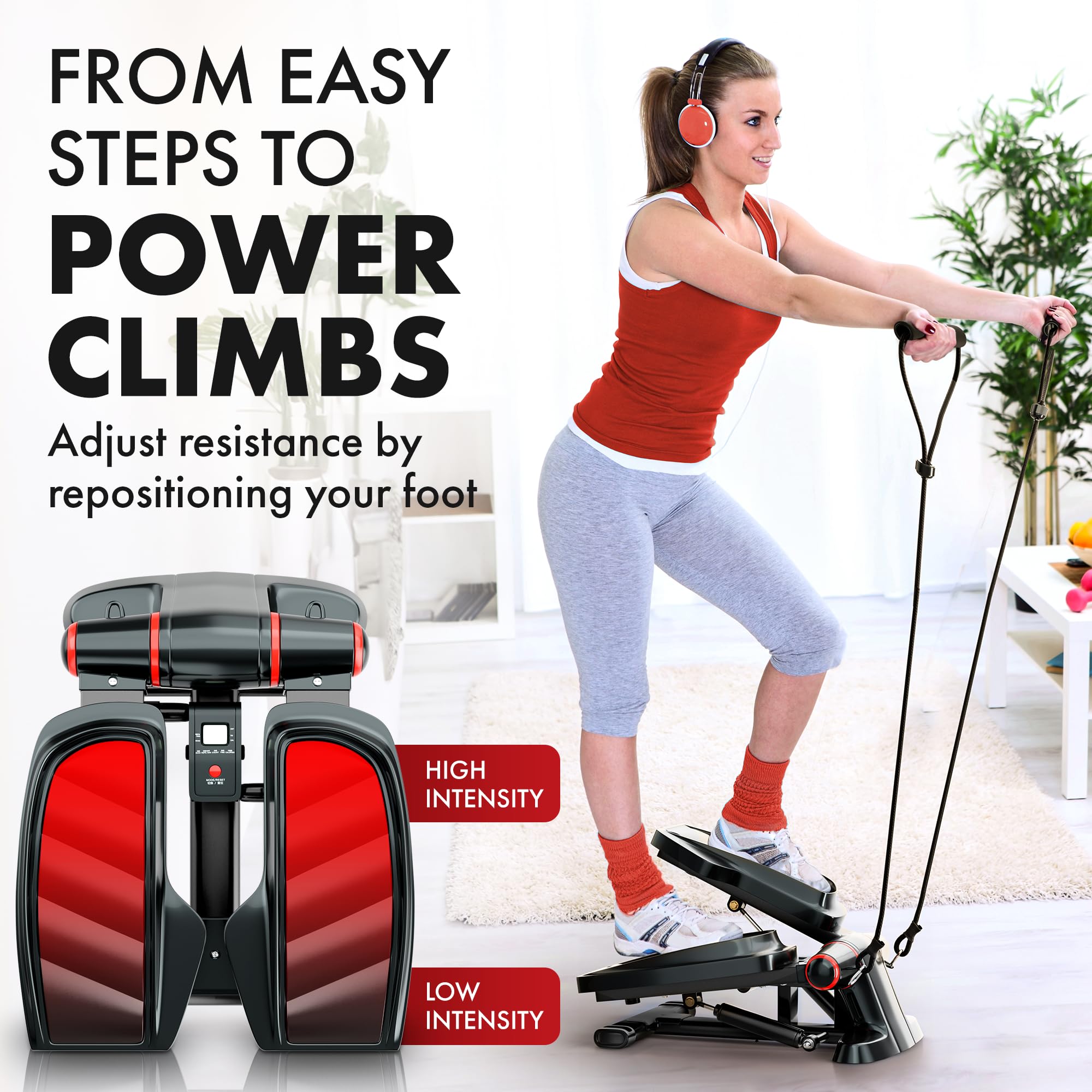 Stepper con fasce di resistenza per esercizi a casa, saliscale e stepper con fasce di resistenza per allenamento completo del corpo
