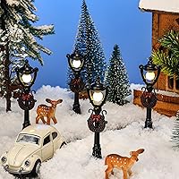 Vista 6 de Mudder Lámpara de Navidad para poste de aldea, accesorios de aldea, lámpara de tren, farol, lámpara de calle en miniatura, luces de calle