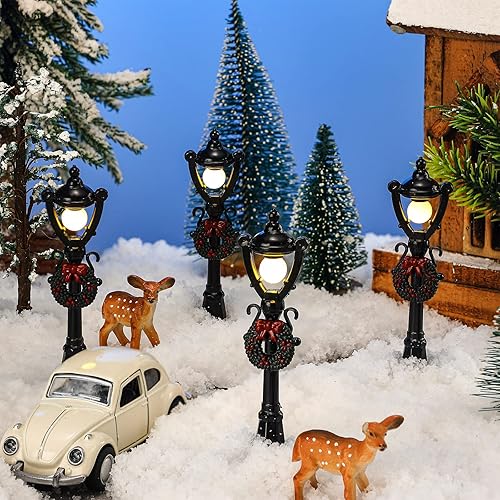 Miniatura 79 de Lámpara de Navidad para poste de aldea, accesorios de aldea, lámpara de tren, farol, lámpara de calle en miniatura, luces de calle decorativas
