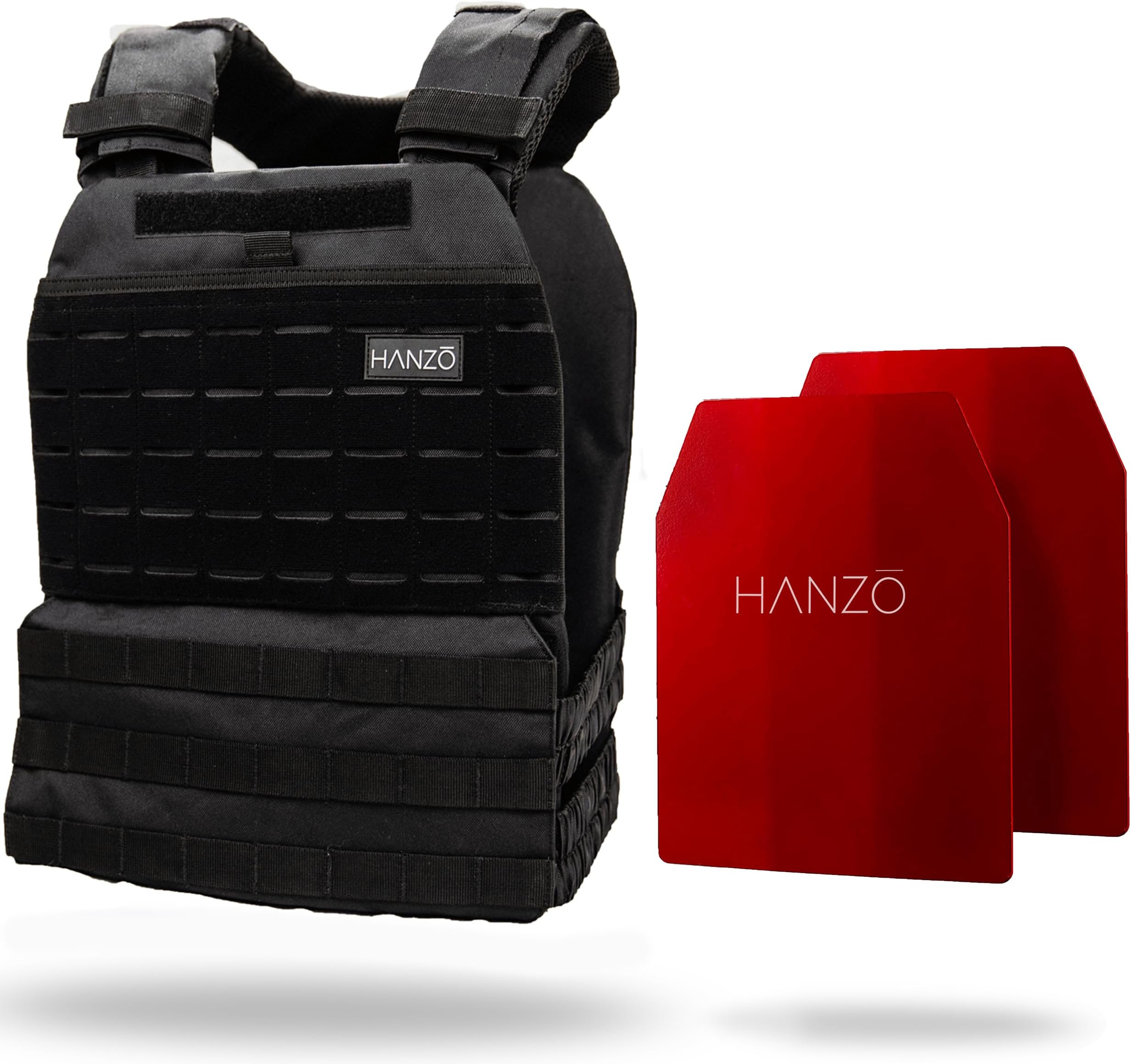 HANZO Premium Weighted Vest For Fitness Training, Adjustable Weight Vest for Men 14lb/20lbs, Workout Vest With Weights Included, Crossfit, Gym, Running