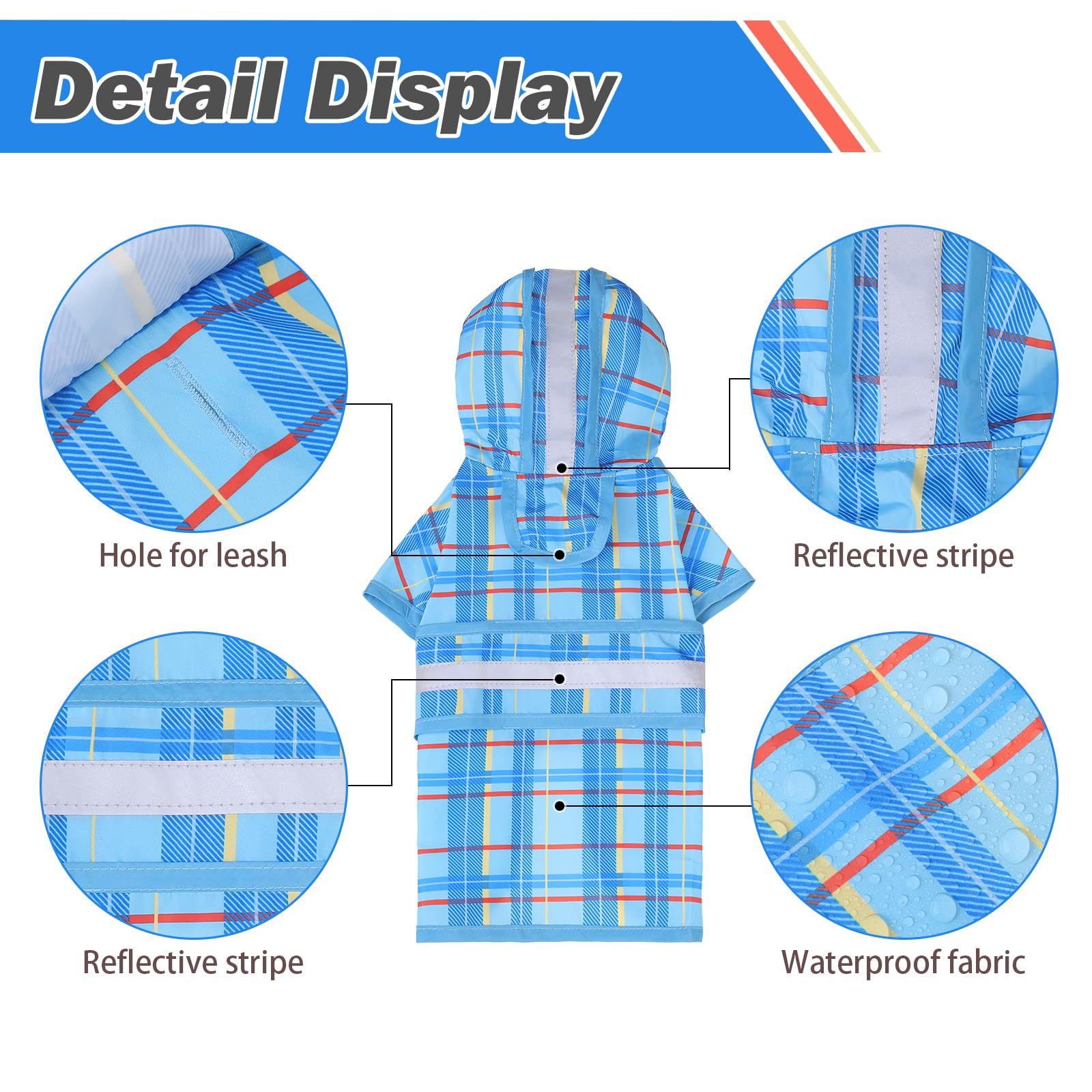 KOOLTAIL Dog Raincoat Hooded Slicker Poncho with Leash Hole - Image 3