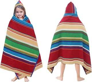 ORIGINAL KIDS Hooded Bath Towel Wrap - 100% Cotton Terry Large Oversized Hooded Kids Towel - Toddler Shower Pool Beach Towel - Super Soft Plush Absorbent Quick Dry Easy Care Gift -30x60- Stripes Multi