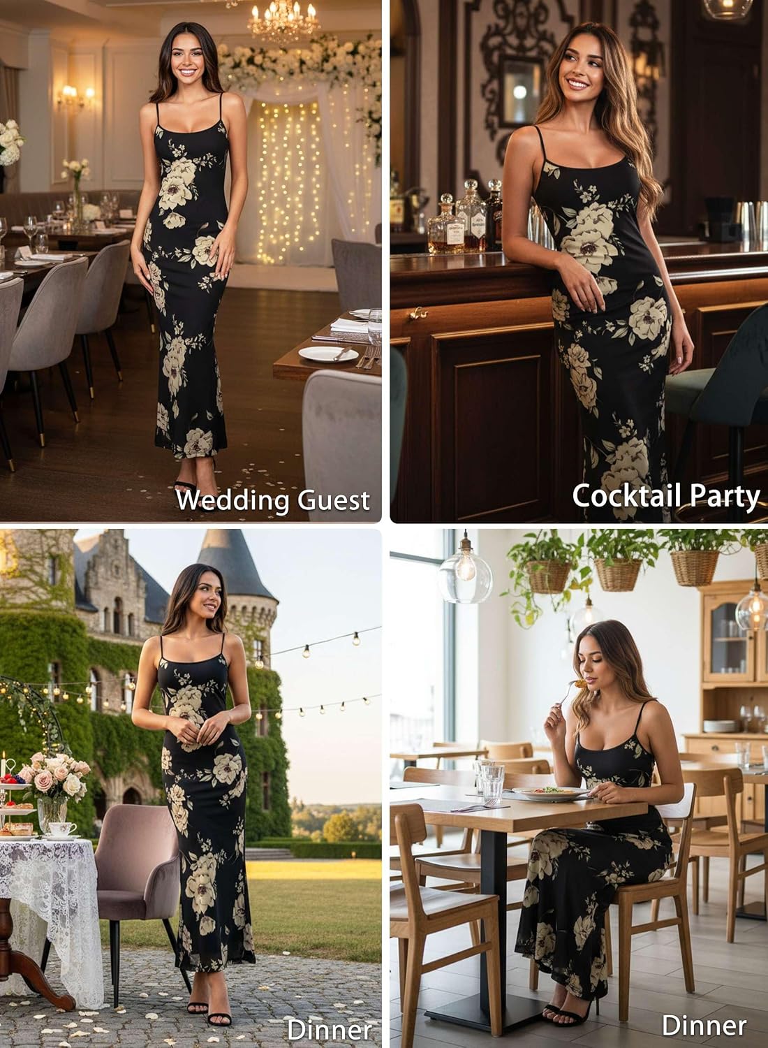 VFSHOW Womens Summer Spaghetti Strap Bodycon Maxi Long Dress 2026 Sexy Beach Wedding Guest Vacation Date Night Slip Dresses