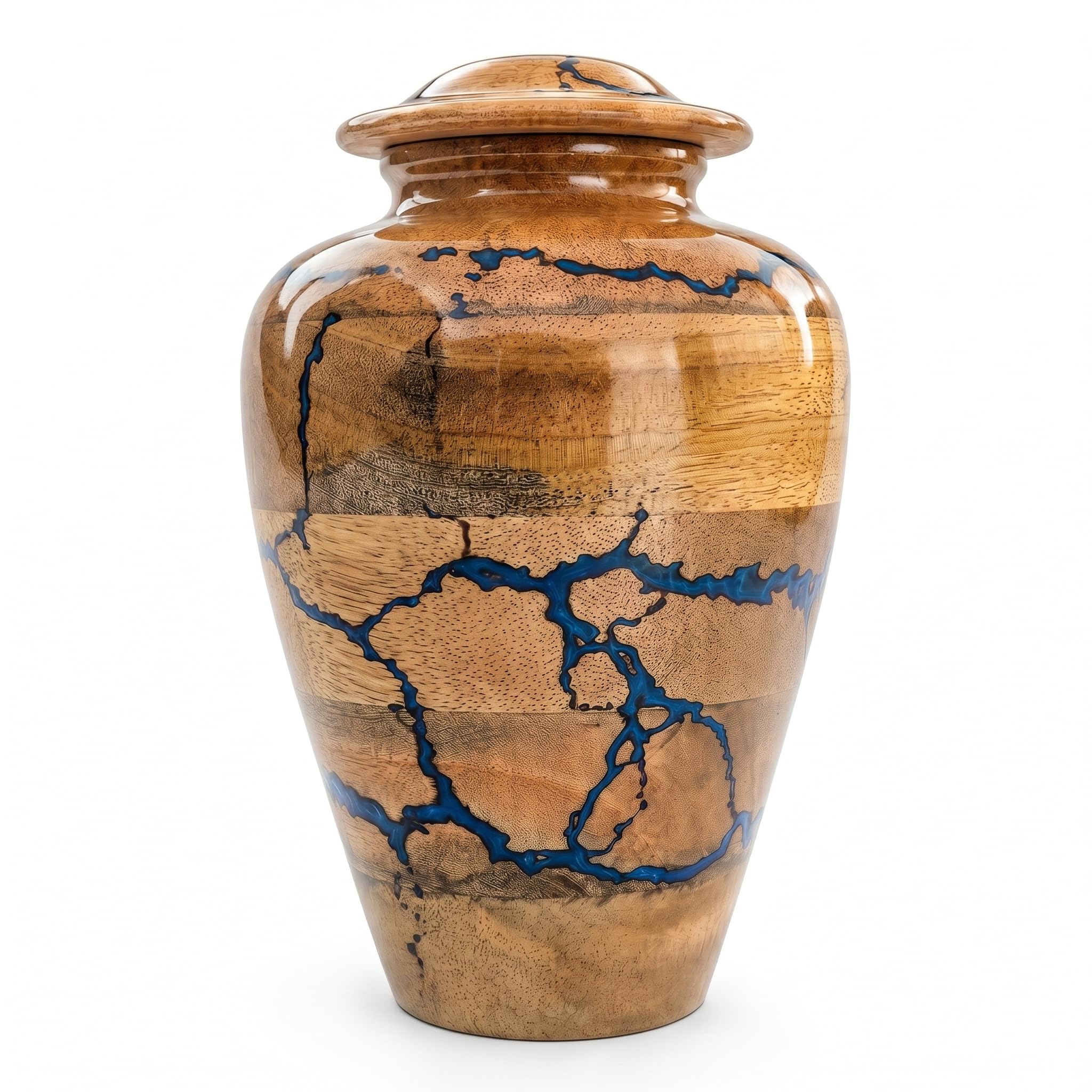 Handcrafted Decoarative Wooden Urn for Human Ashes Adult Male Female, Wooden Urn Box for Pets, Memorial Urn, Funeral Cremation Urn Jar Wooden (Small-Medium 60 cu/in)