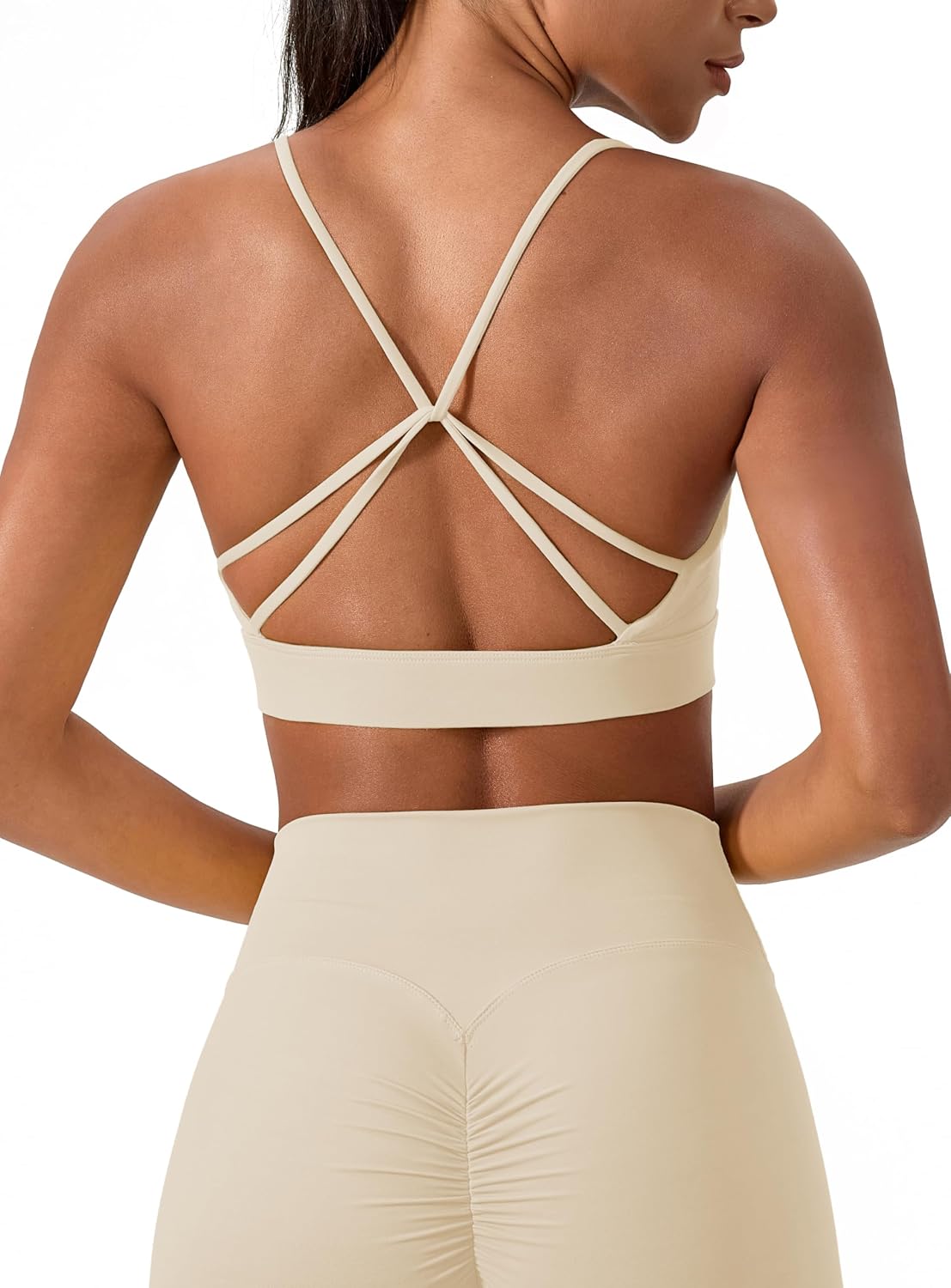 Sports Bra for Women Strappy Padded Longline Yoga Bras Criss Cross Back Spaghetti Gym Workout Bras Crop Cami Tops image 2