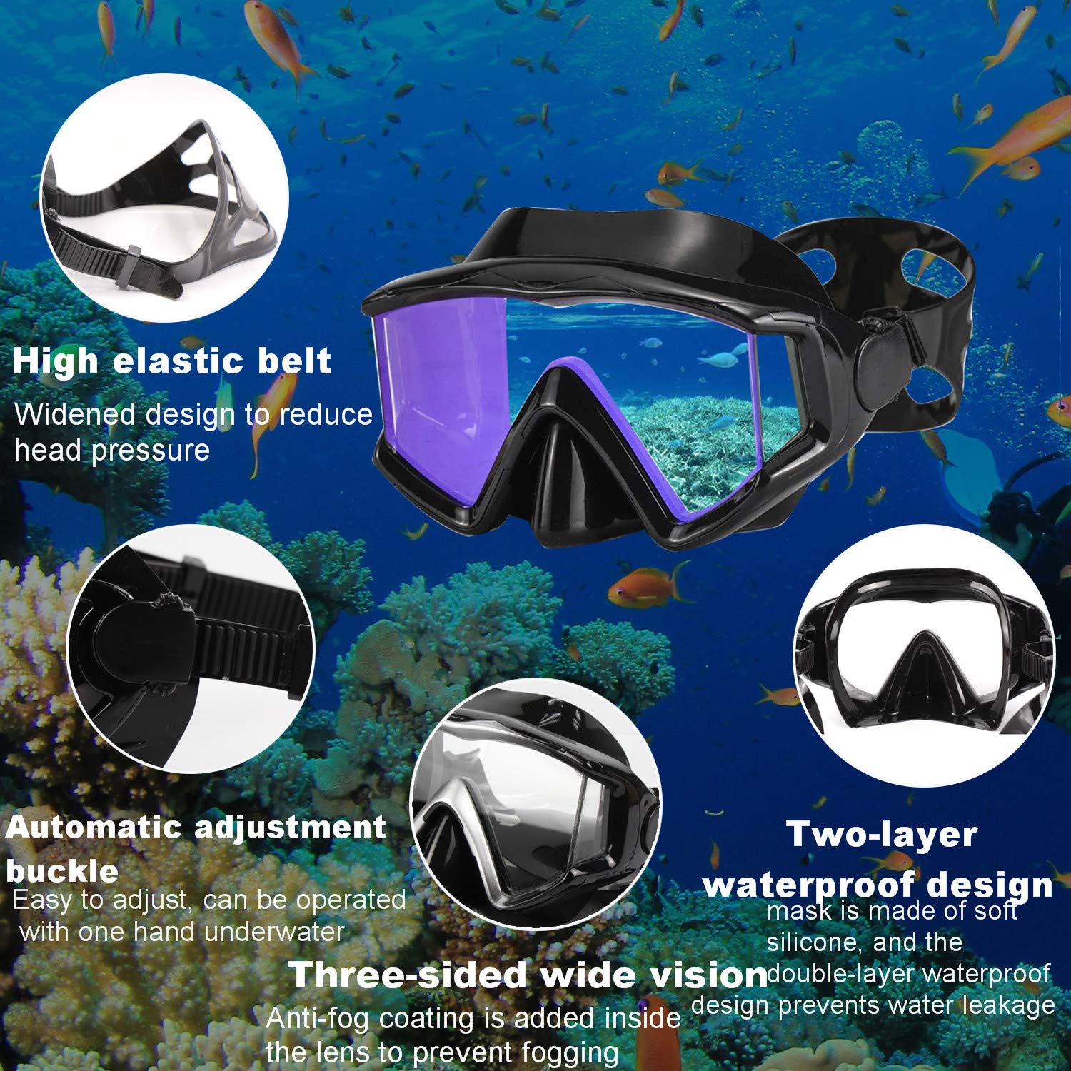 AQUA A DIVE SPORTS Tauchmaske für Tauchen, Schnorcheln, Freitauchen