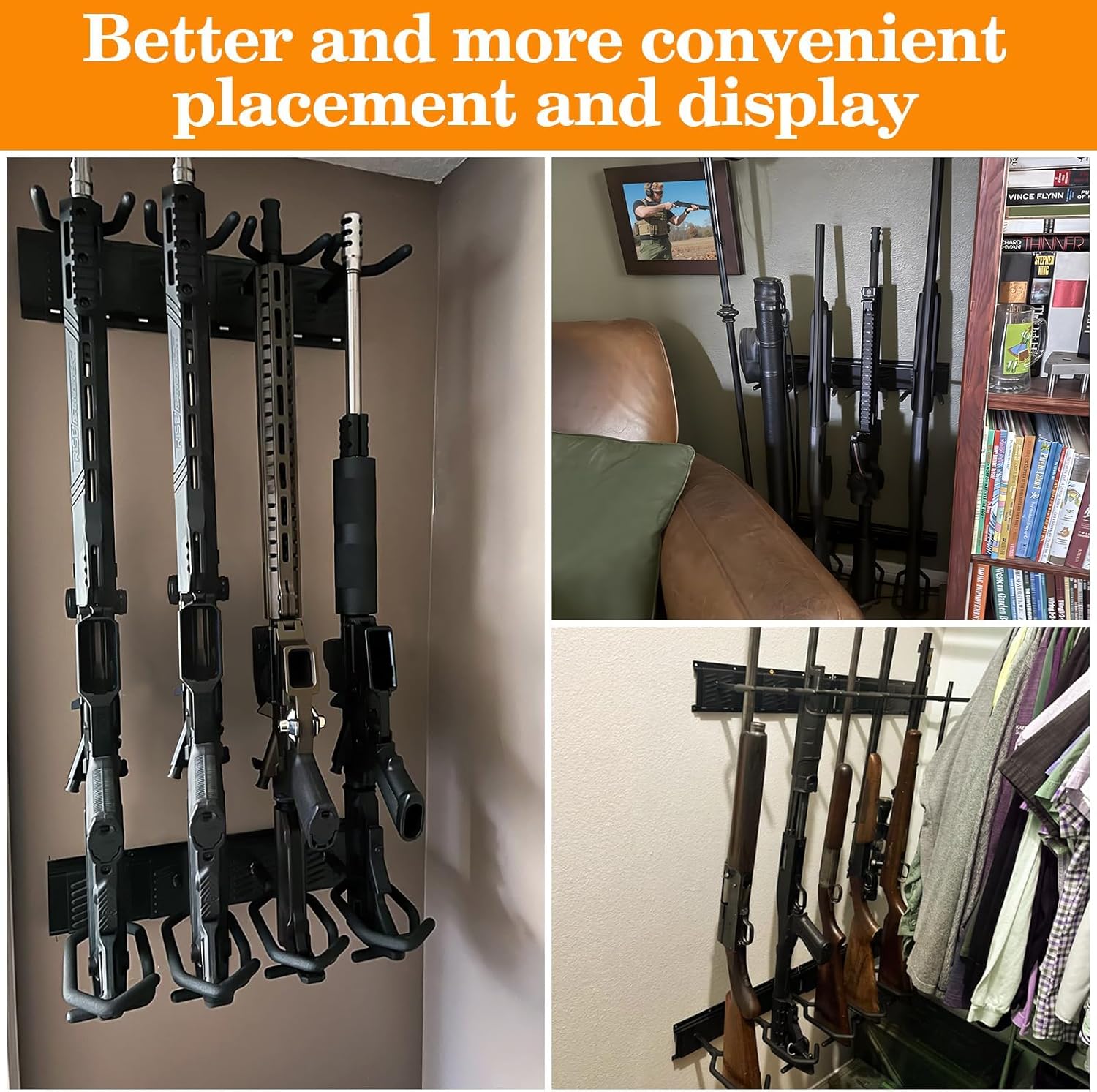 Gun Rack for Wall, Heavy Duty Steel Gun Wall Mount, Adjustable 4/8/12 Slot Indoor Gun Racks Securely Hold Shotguns Rifles Rack for Home Garage Office or Retail Shop
