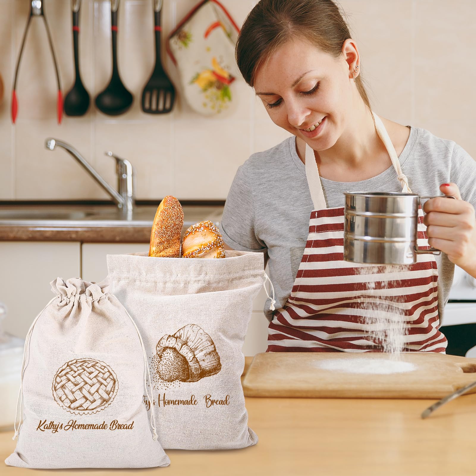 2x Brotbeutel Aus Leinen Mit Bienenwachs – XL, Wiederverwendbar, Gefriergeeignet – Für Hausgemachtes Brot
