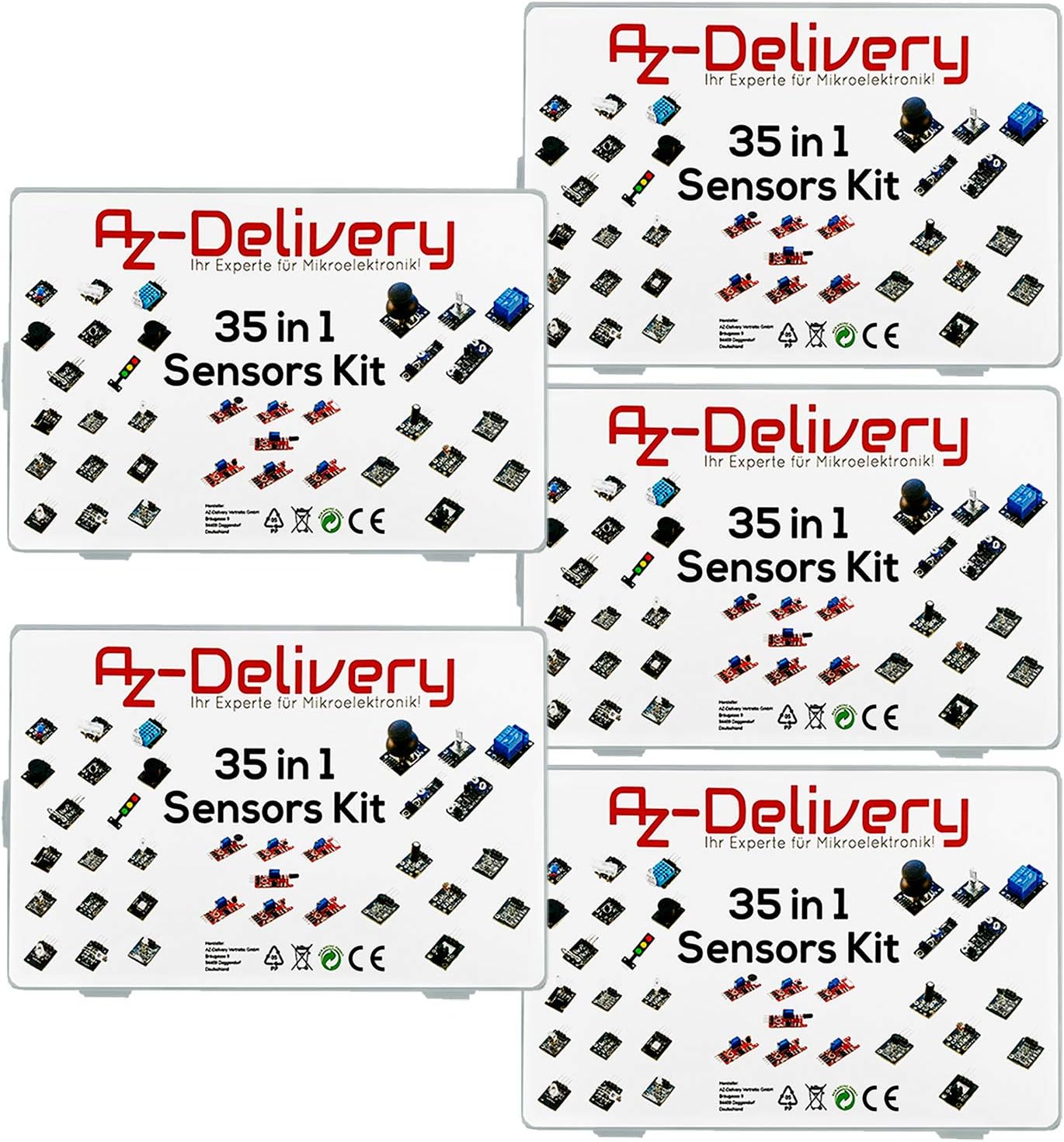 AZDelivery 5 x 35 in 1 Sensor Modules & Accessories Kit compatible with Arduino, Raspberry Pi and other Microcontrollers including E-Book!