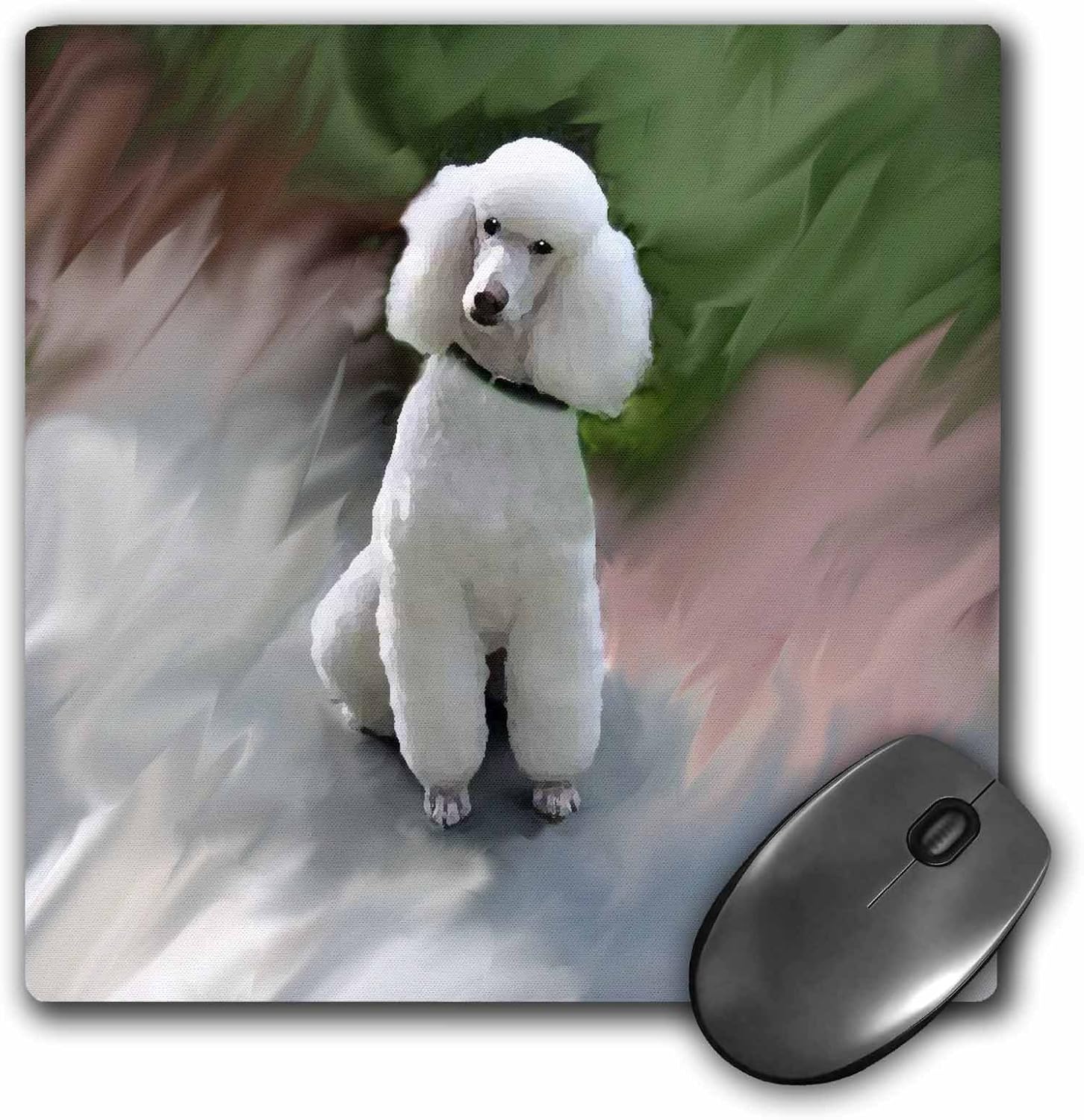 3dRose LLC 8 x 8 x 0.25 Inches White Poodle Mouse Pad (mp_4028_1)