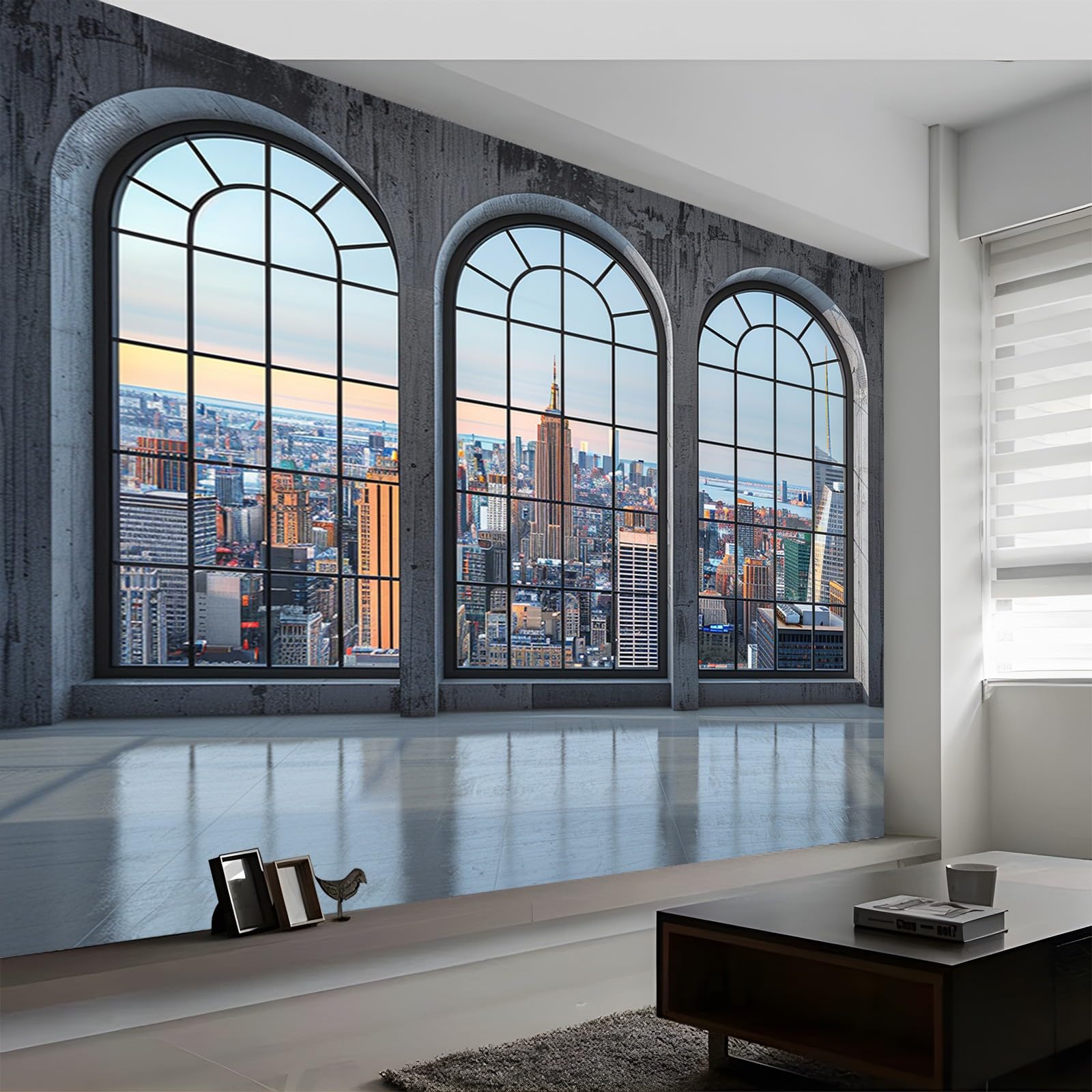 Carta da parati fotografica - 250 x 175 cm Fotomurale per cameretta dei bambini - Poster per decorare la casa con la finestra di New York di un designer professionista Realizza un fotomurale