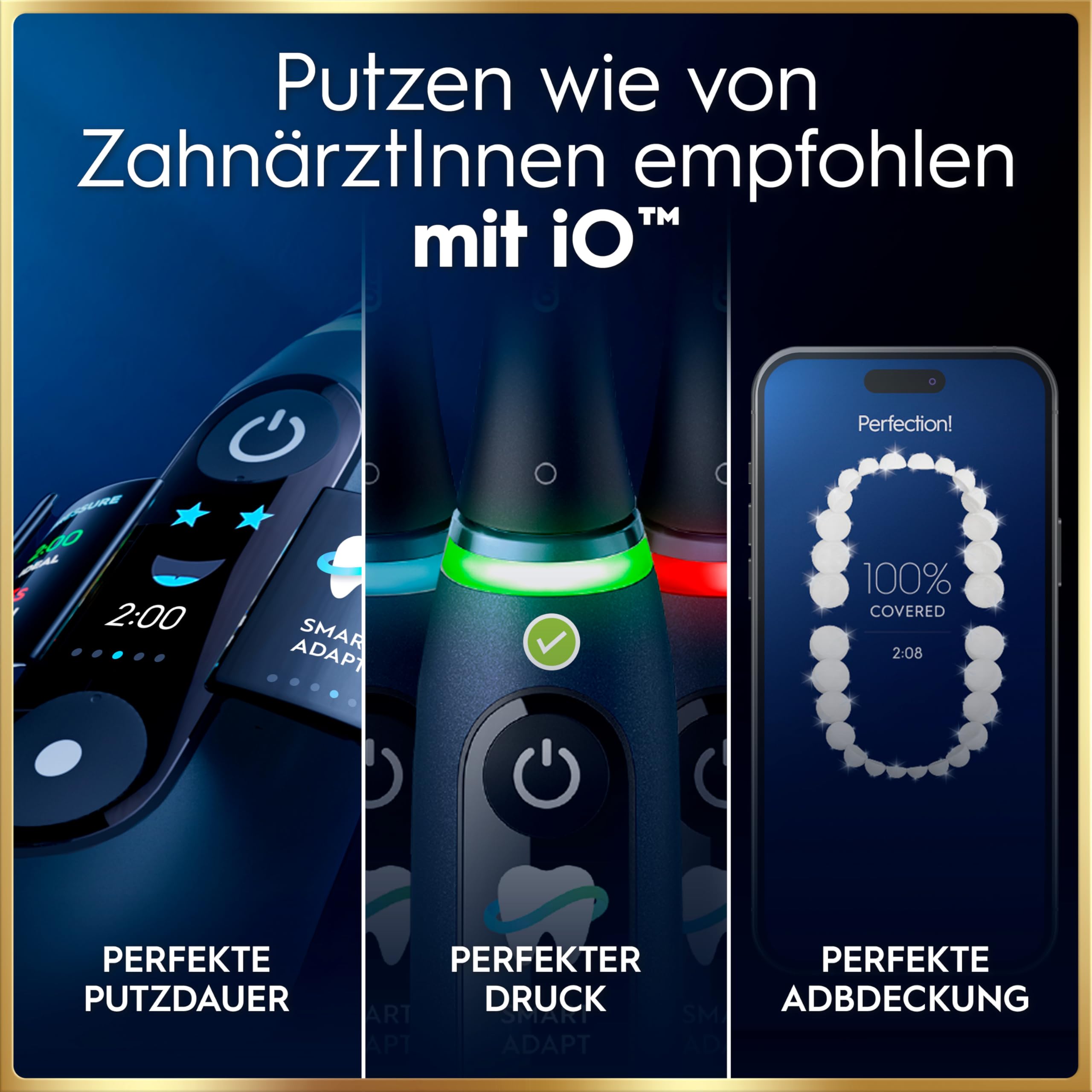 Oral-B iO Series 9 Elektrische Zahnbürste, Blau | Inkl. 3 Aufsteckbürsten, Lade-Reise-Etui, CHIP Testsieger (11/25), Electric Toothbrush mit 7 Modi für Zahnpflege