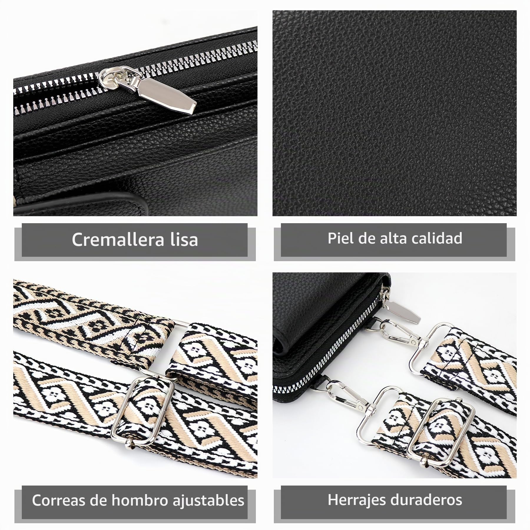 PU Bolso Bandolera Mujer, Bolso Para Móvil Mujer, Correa Ajustable Bolsitos Para Móviles,Guardar Móvil de Hasta 7"
