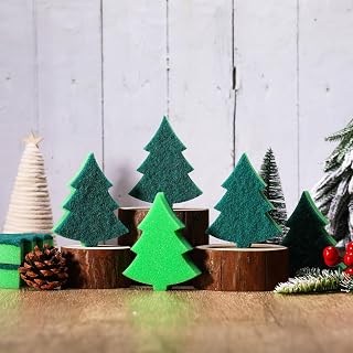 Tioncy Green Christmas Tree 12 Pack Kitchen Sponges Bulk, Green