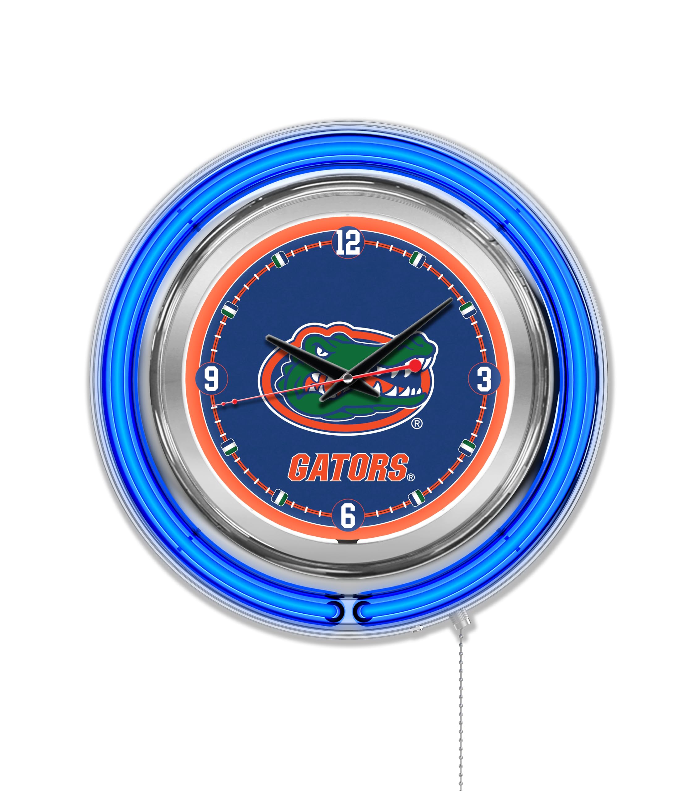 Holland Bar Stool NCAA Men,Unisex-Adult,Women Double Neon Ring, 15" Dia. Logo Clock