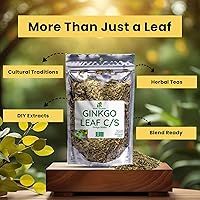 Vista 4 de Herb To Body Hoja de ginkgo cortada y tamizada: 4 onzas, hojas de té de ginkgo biloba silvestre, hojas de ginko biloba para infusiones y extractos