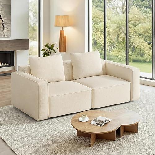 Miniatura 15 de sofá biplaza de 75 pulgadas, cómodo sofá de chenilla, sofás pequeños con estructura de madera para espacios pequeños, sofá biplaza moderno de 2 Gris