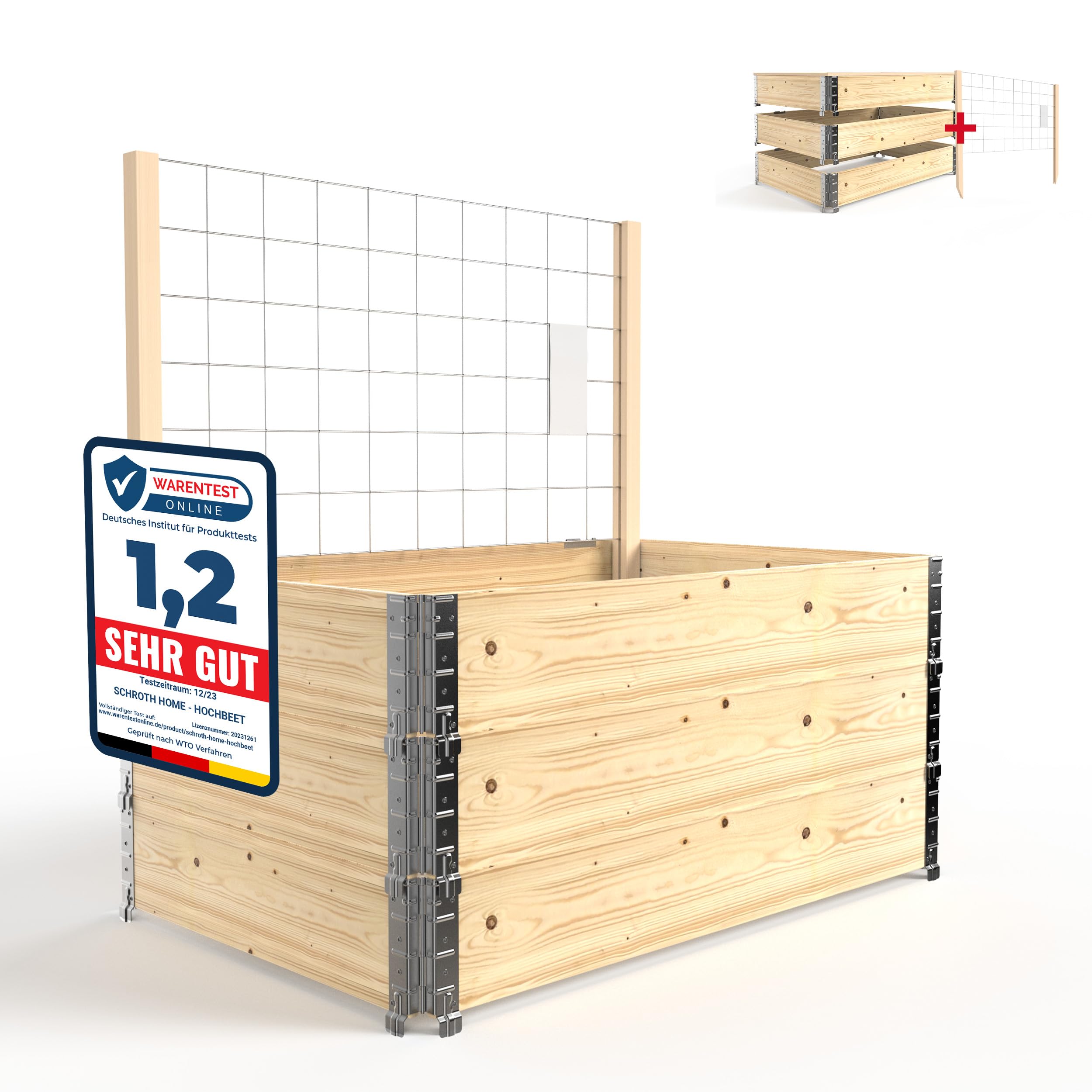 Toolsempire Hochbeet Mit Rankgitter – 2-stöckig, Aus Tannenholz, 109x62x135 Cm, Mit Drainagelöchern