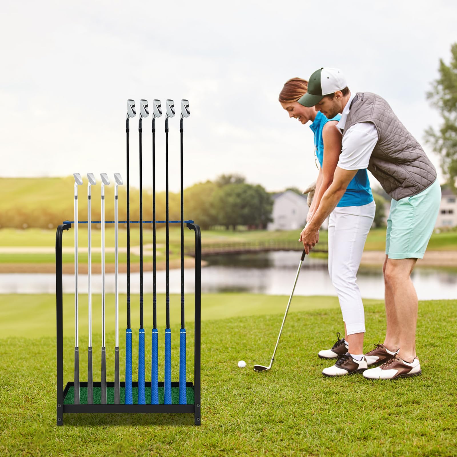 Support de club de golf en acrylique, support de putter de golf, organisateur de clubs de golf, 9 trous, 50 x 27,5 x 72 cm