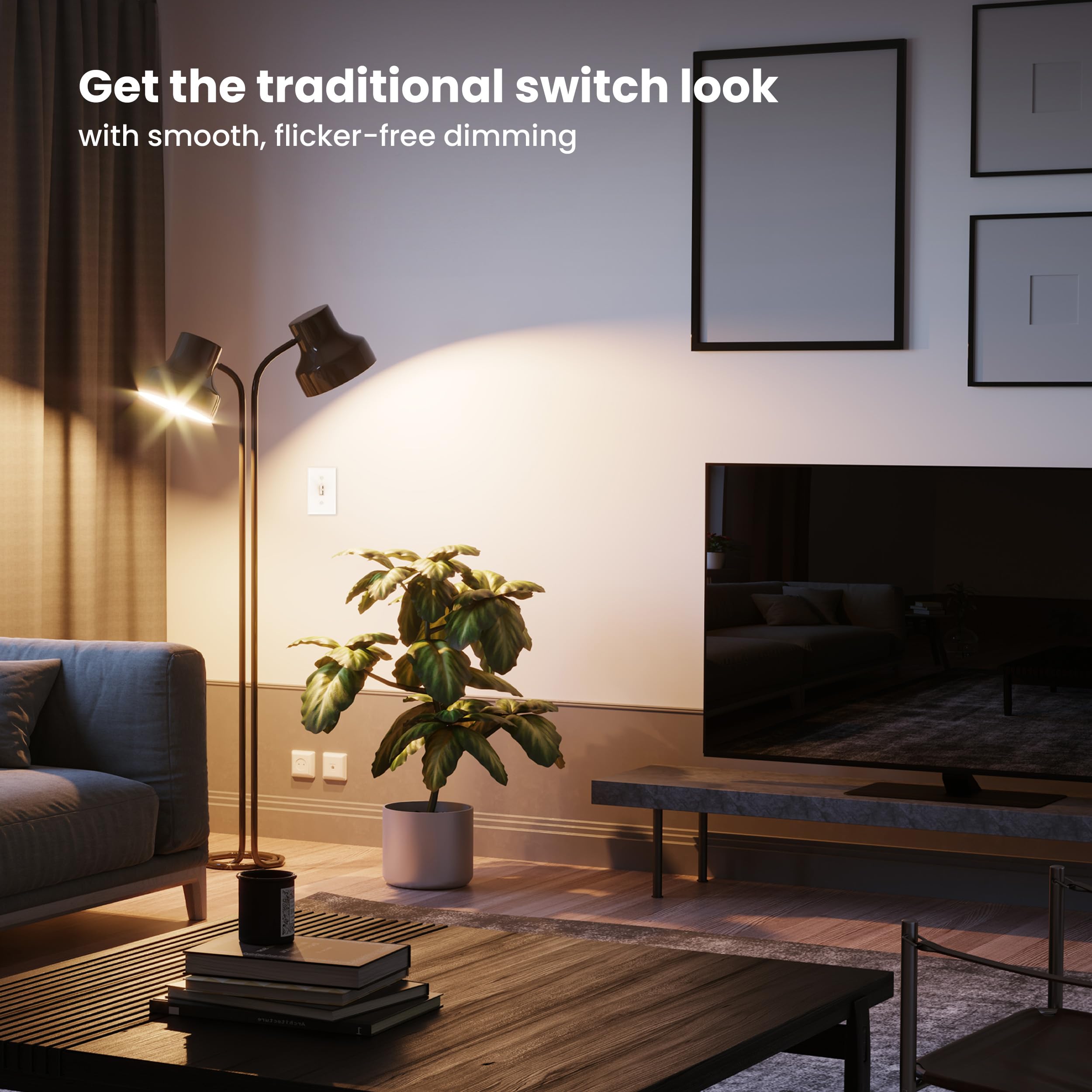 Feit Electric 2 interruttori dimmer per lampadine a LED dimmerabili, interruttore a levetta singolo o 3 vie, piastra a muro e montaggio dadi metallici, DIM/Paddle/2
