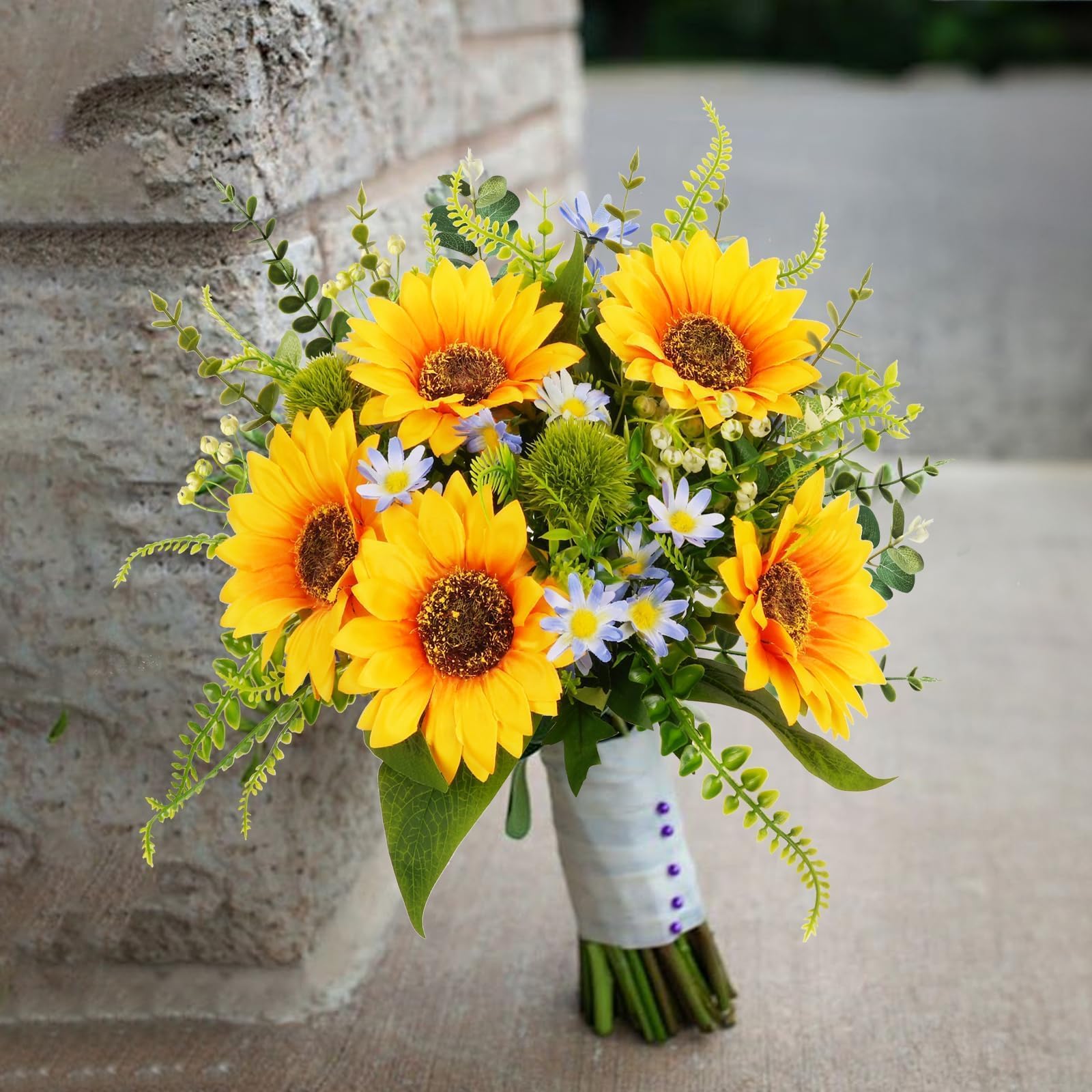 Arrangement Floral Artificiel Tournesols Et Hortensias Avec Vase - Décoration Maison Et Bureau Sans Entretien