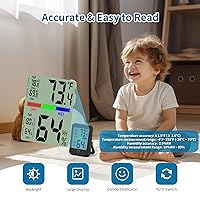 Vista 4 de Termómetro digital higrómetro, termómetro de pared interior, monitor de temperatura de humedad interior con registros máximos y mínimos