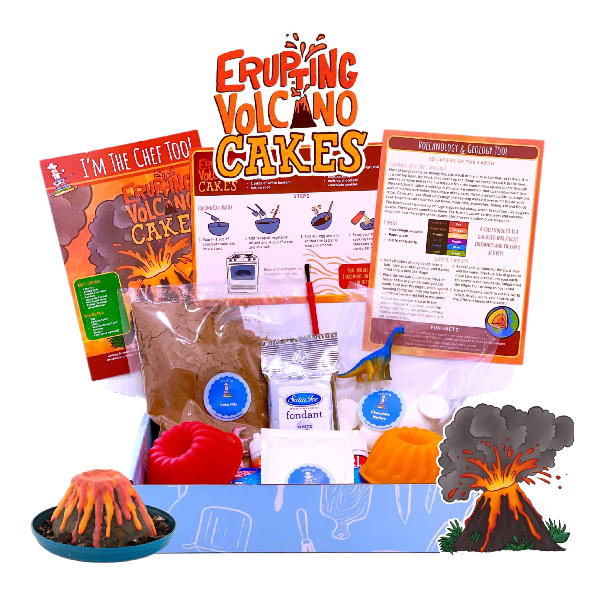 I'm The Chef Too!Kids Baking Kit for Kids, Erupting Volcano Cakes Cooking Kit, Enjoy, Educational STEM Activities and Learning to Cook with Kids Cake Making Set