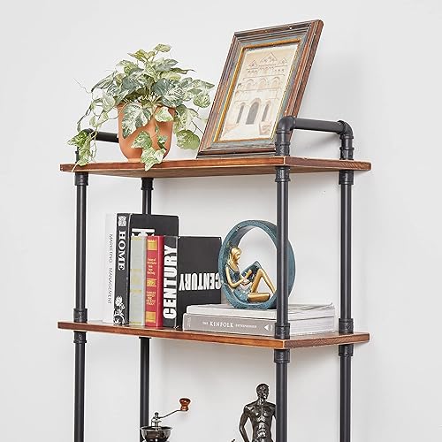 Miniatura 7 de Estantería industrial, estantería de 5 estantes, estantería de tubo marrón rústico (29.5 pulgadas de largo x 11.8 pulgadas de ancho x 70 pulgadas de