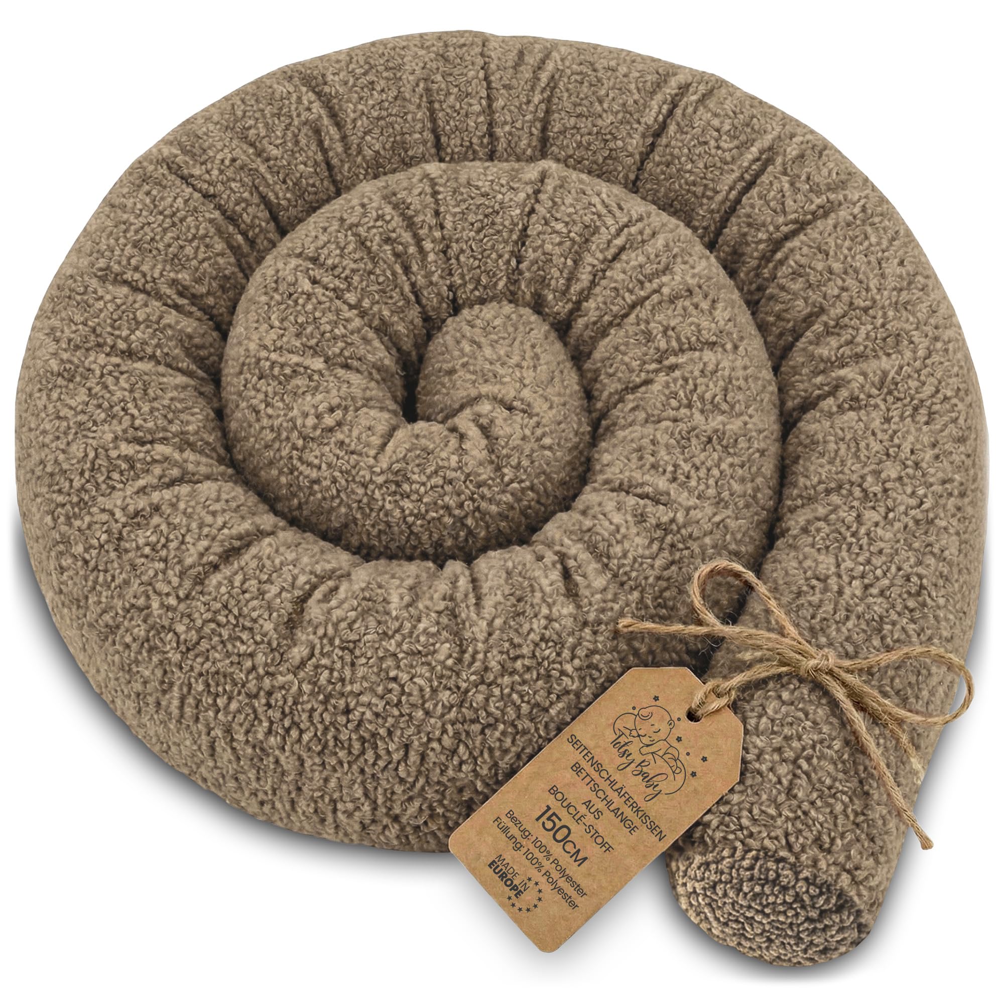 Totsy Baby Almohada para Dormir de Lado algodón 300 cm Algodón Gofre - cojin Cervical Enrollable Lavable Cojines Grandes Almohada para el Cuerpo Oeko-Tex Marrón — view 97