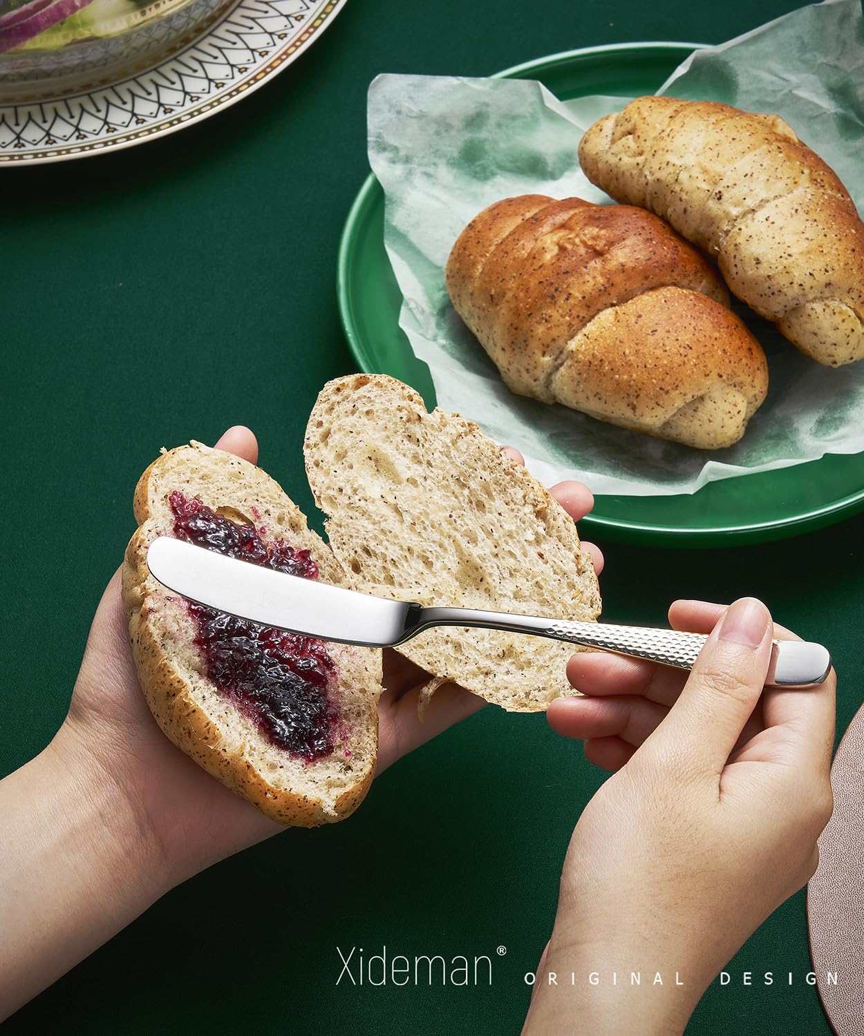 Set di posate servire in acciaio inox 18/10 martellato, 7 pezzi, Posate da hostess con coltello da torta e paletta per torta (Argento)