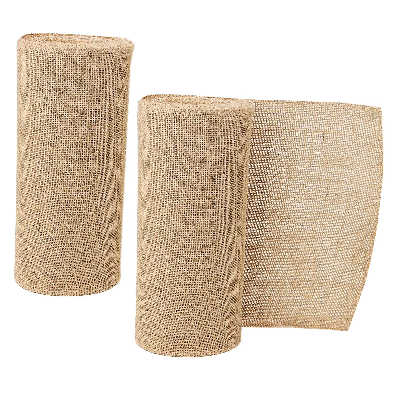 Japchet Natural 2 Pcs Hessian Roll, 30Cm X 10M Hessian Fabric Roll, Burlap Table Runner For Fabric Crafting, Decorating Collages, Models