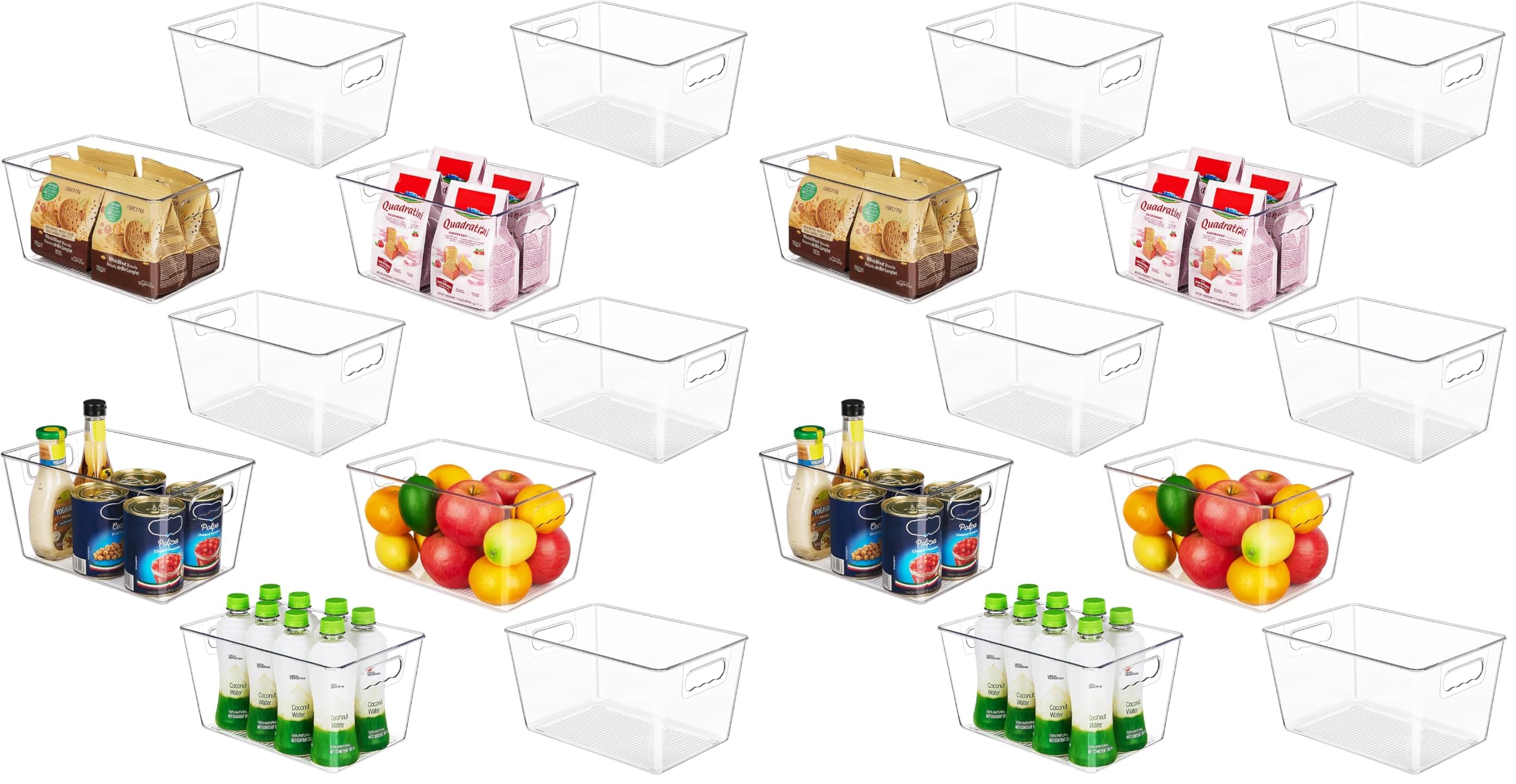 YIHONG Clear Pantry Storage Organizer Bins, 20 Pack Plastic Food Storage Bins with Handle for Kitchen,Refrigerator, Freezer,Cabinet Organization and Storage