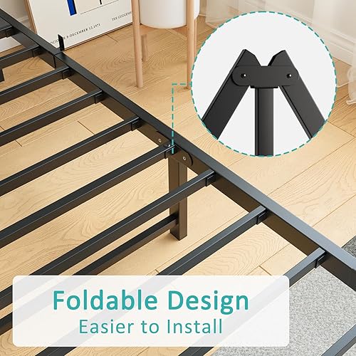 Miniatura 4 de Base de cama de tamaño individual con cabecera tapizada de tela, base de cama de plataforma individual con cabecera de almacenamiento y soporte de