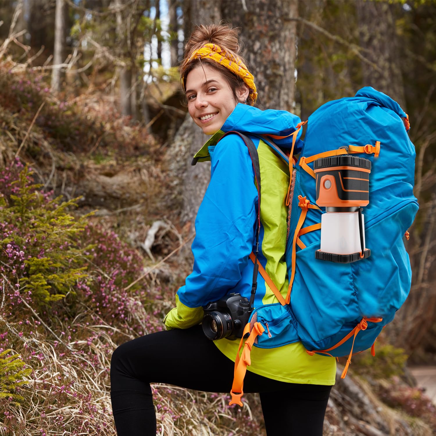 Lámpara LED de camping superbrillante de 1500 lúmenes, 4 modos de luz, reflector regulable, lámpara de emergencia alimentada por baterías, adecuada para excursiones nocturnas, tienda de campaña