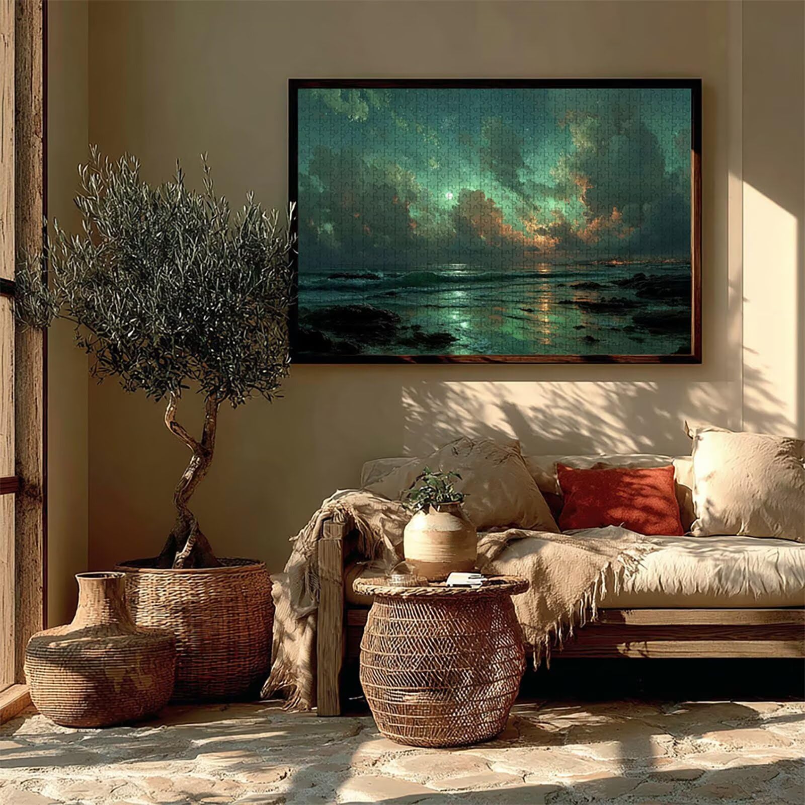 Gwiaździste niebo drewniane puzzle, puzzle fale 5000 sztuk dla dorosłych z kompaktowym pudełkiem 156 x 105 cm, wyzwanie puzzle, DIY kreatywne gry logiczne dla mężczyzn kobiet, dekoracje, 1-8605