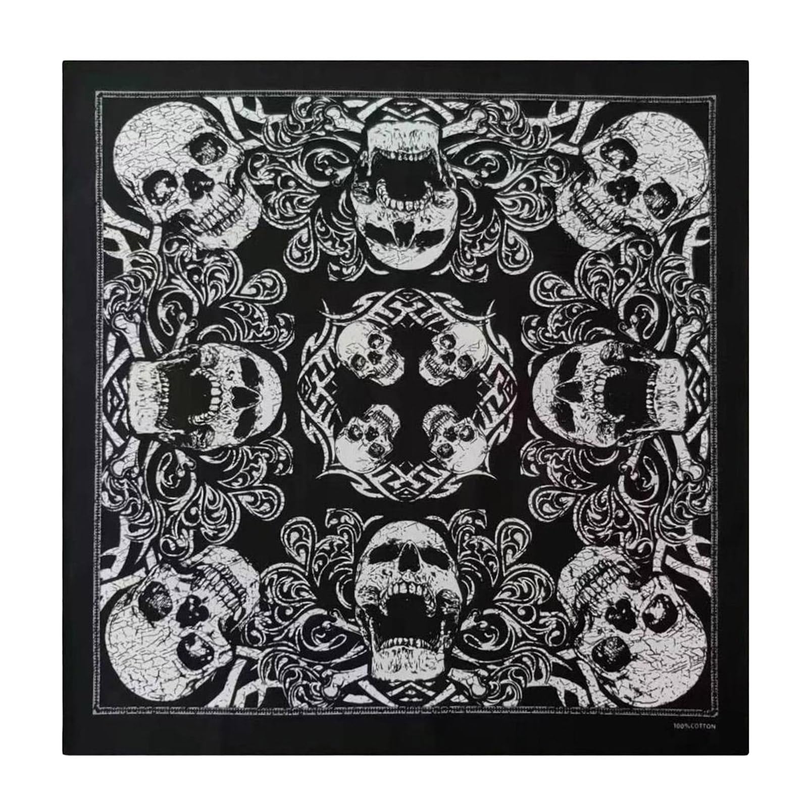 Obotsnoi Unisex Black Skull Bandannas For Adult Fashion Square Kerchief Motorcycling Headscarf Street Dance Headwrap Multiuse Bandanas Hiphop Bandanas