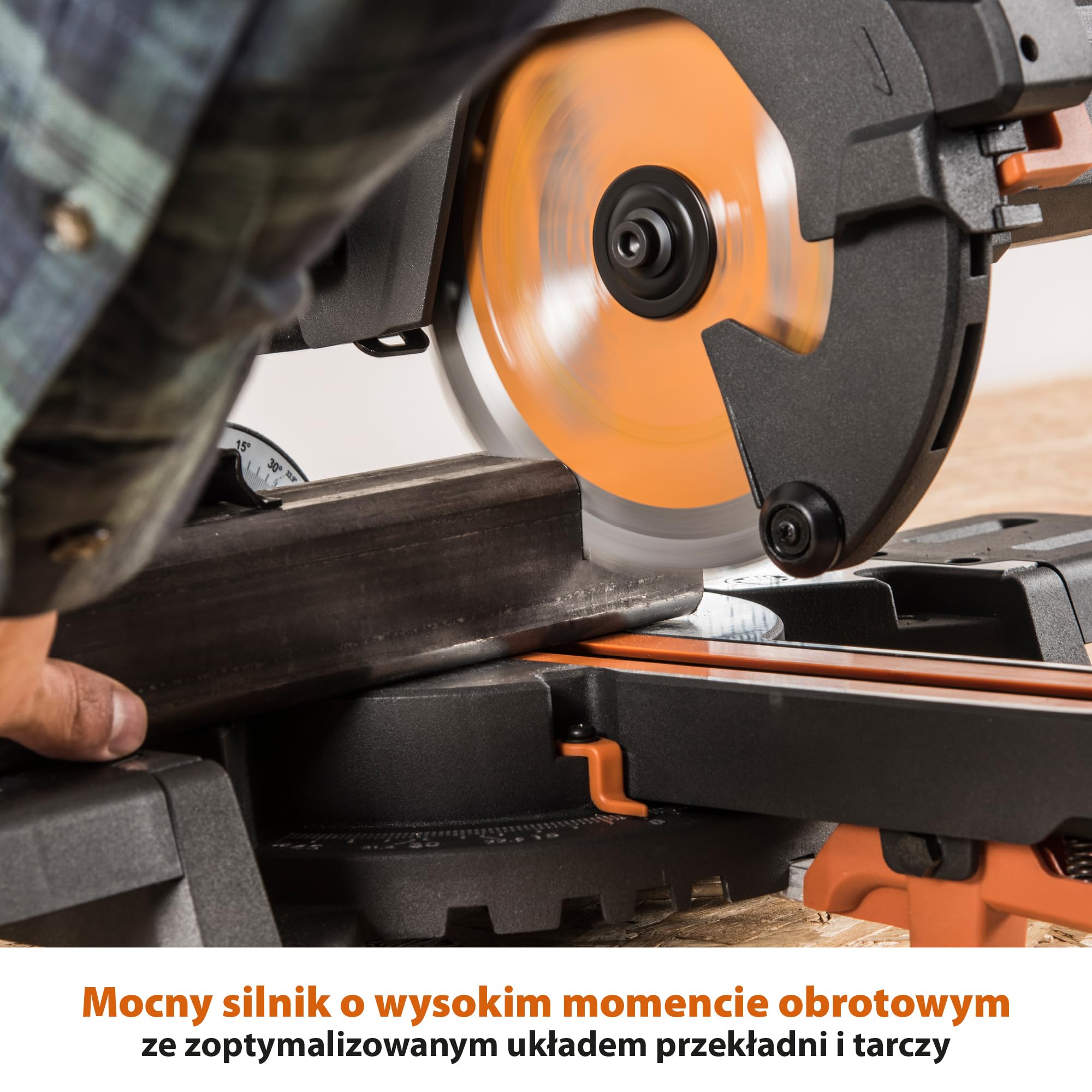 Evolution Power Tools Przesuwna ukośnica R185SMS+ 185 mm 230 V do cięcia drewna, metalu, plastiku