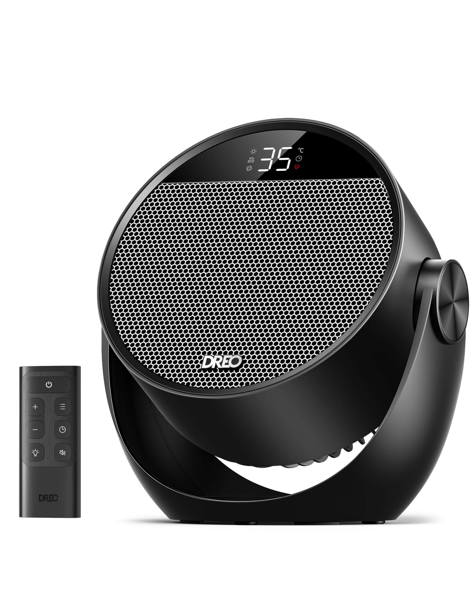 Dreo Chauffage Électrique Ventilateur Chambre, Chauffage Portable 3 Modes avec Thermostat et Télécommande, Inclinaison 60° Réglable, Minuterie 12H, 8 Protections, Silencieux pour Bureau et Pièce, Noir