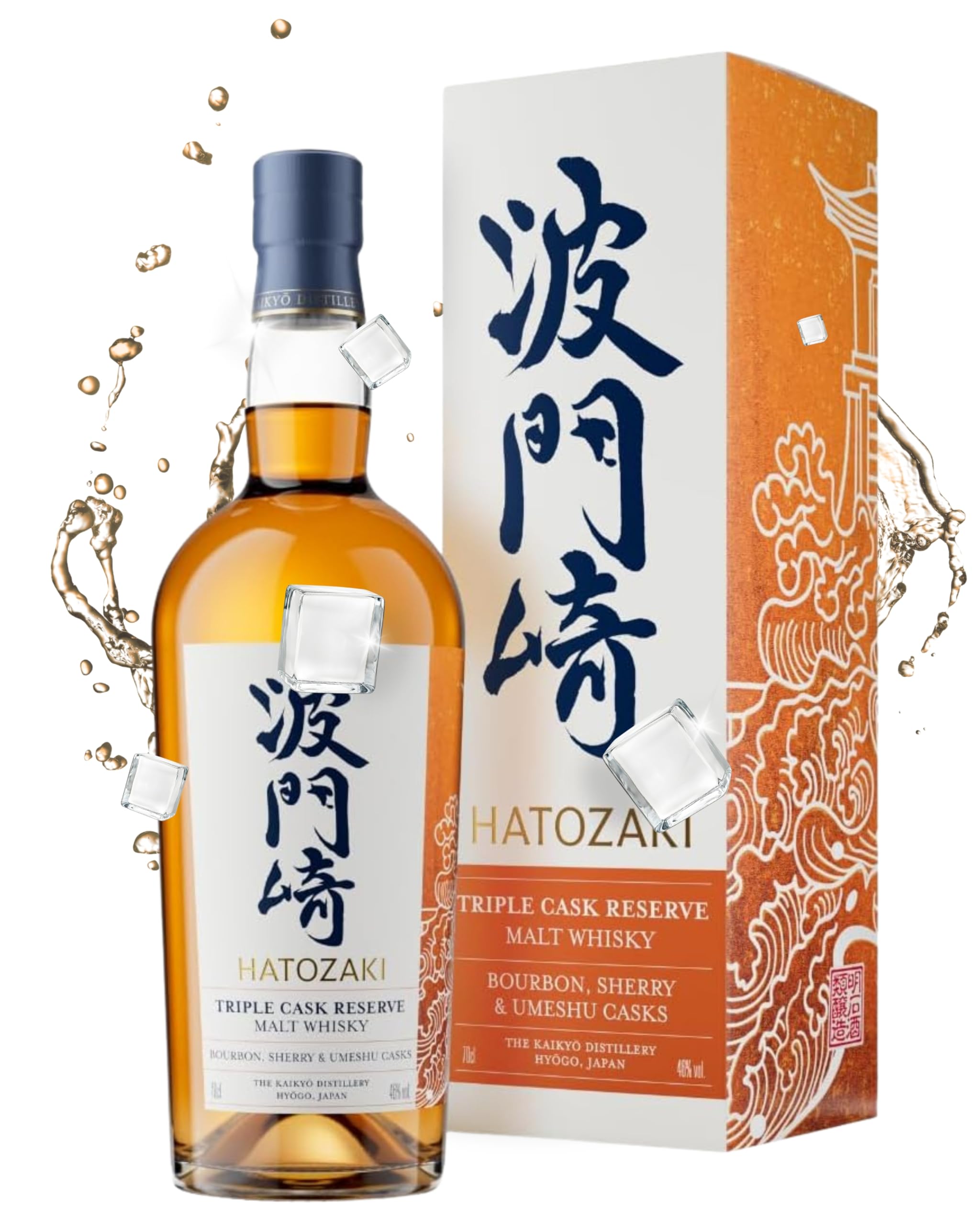 Hatozaki Triple Cask Reserve Malt Whisky I 46% Vol. I 700ml I Bourbon-, Sherry- & Umeshu-Fassreifung I Aromen von schwarzem Tee, Vanille & Aprikosen I Japanischer Whisky aus der Kaikyō Distillery
