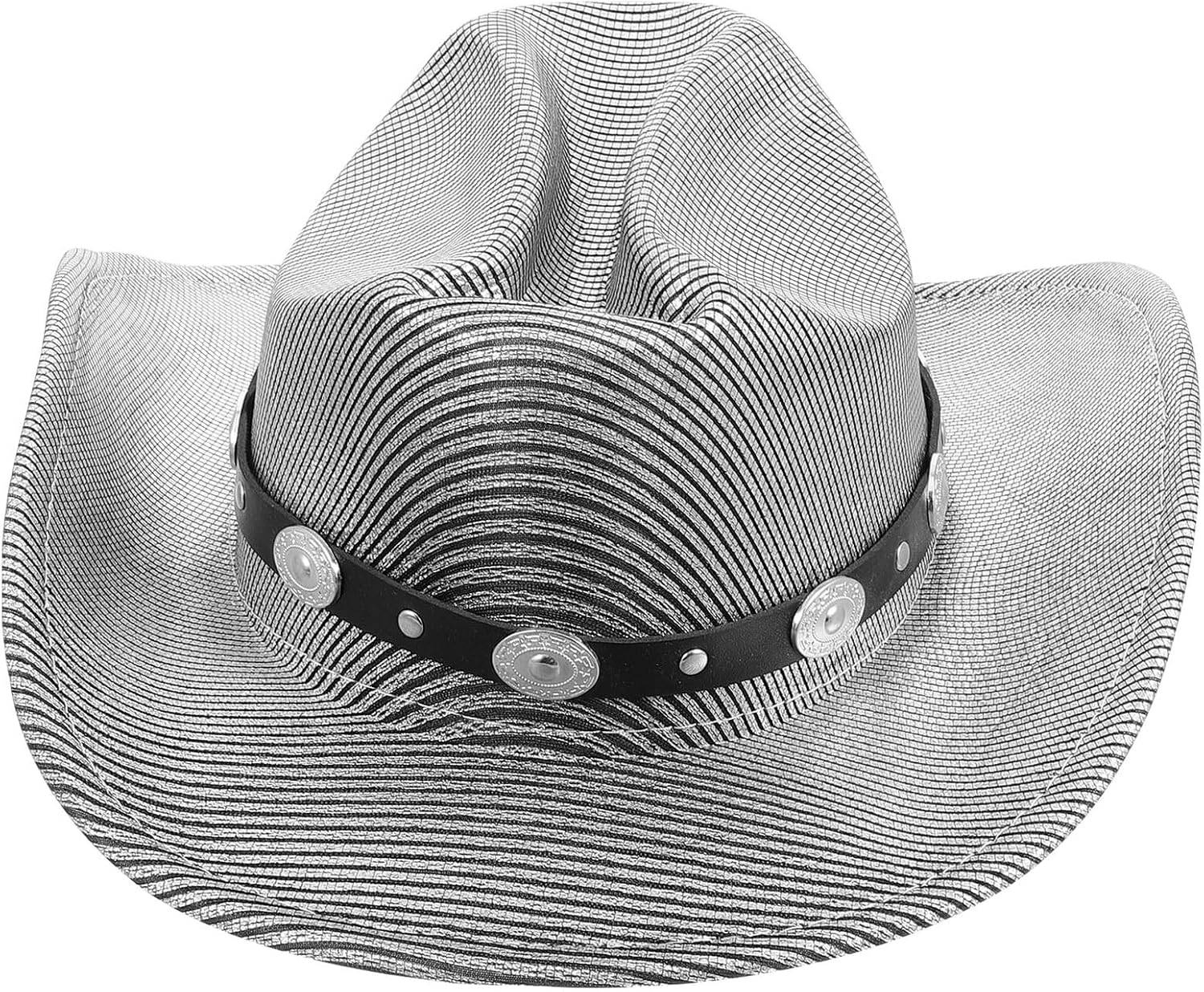 Cowboy Hat Silver Gray Glossy Finish Wide Brim Outdoor Western Hat Unisex for Travel, Hiking, and Party Cosplay