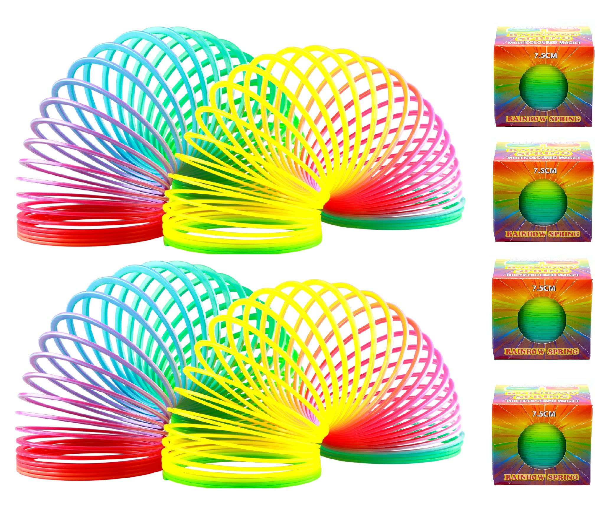 Landahl Regenbogen-Spirale, 4er Set – Bunte Springspirale Zum Spielen, Ca. 7,5x6,5 Cm