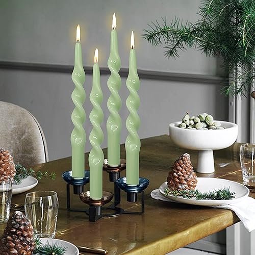 Miniatura 5 de Velas cónicas en espiral hechas a mano, velas largas sin perfume, velas trenzadas de cera de color, velas sin goteo de 10 pulgadas para decoración