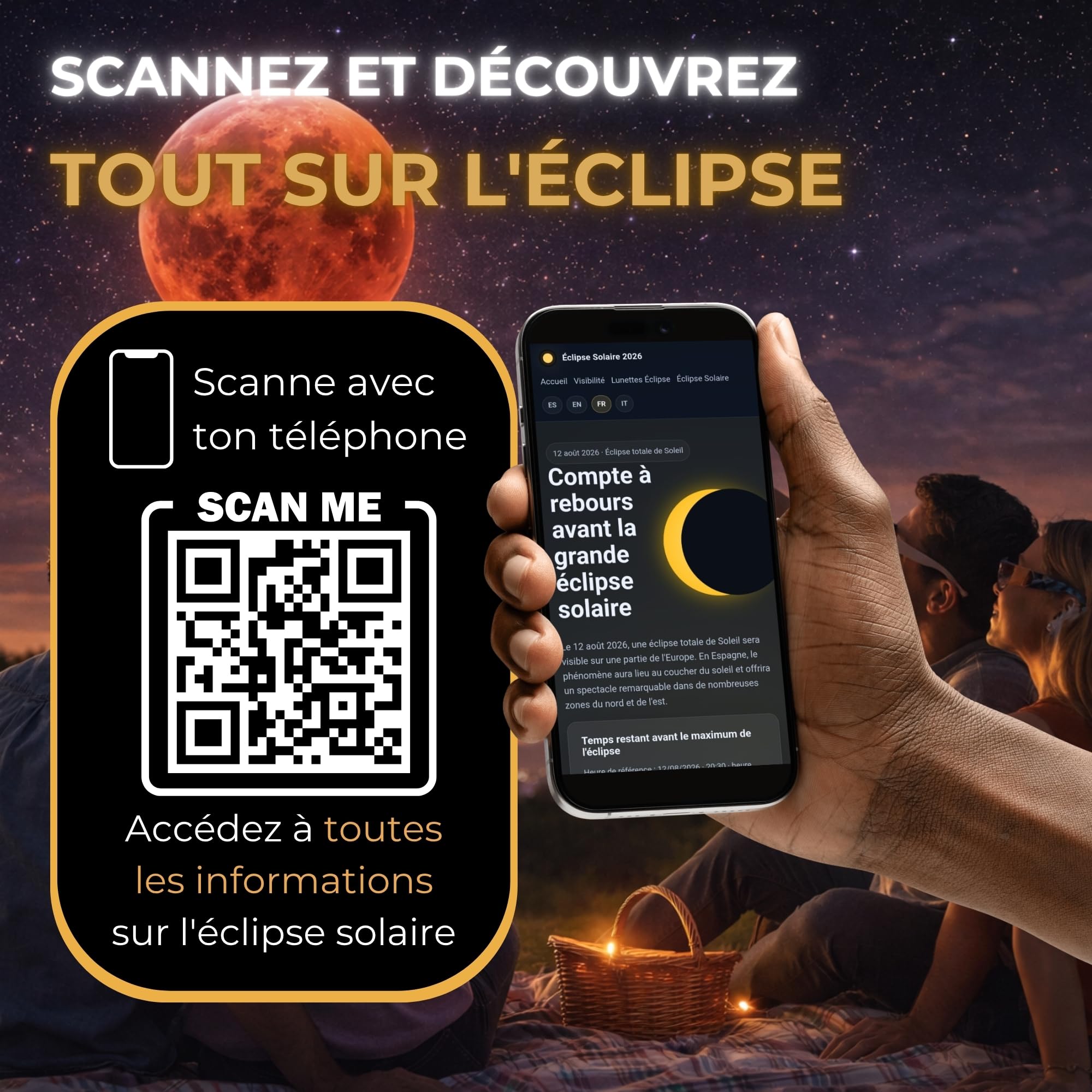 Lot de 50 Lunettes Éclipse Solaire ISO 12312-2 CE