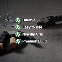 Vista 2 de Vintorio Sacacorchos profesional para camareros, llave de vino con agarre ergonómico de goma, abridor de botellas de cerveza y cortador de papel