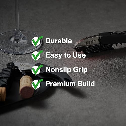Miniatura 2 de Vintorio Sacacorchos profesional para camareros, llave de vino con agarre ergonómico de goma, abridor de botellas de cerveza y cortador de papel de