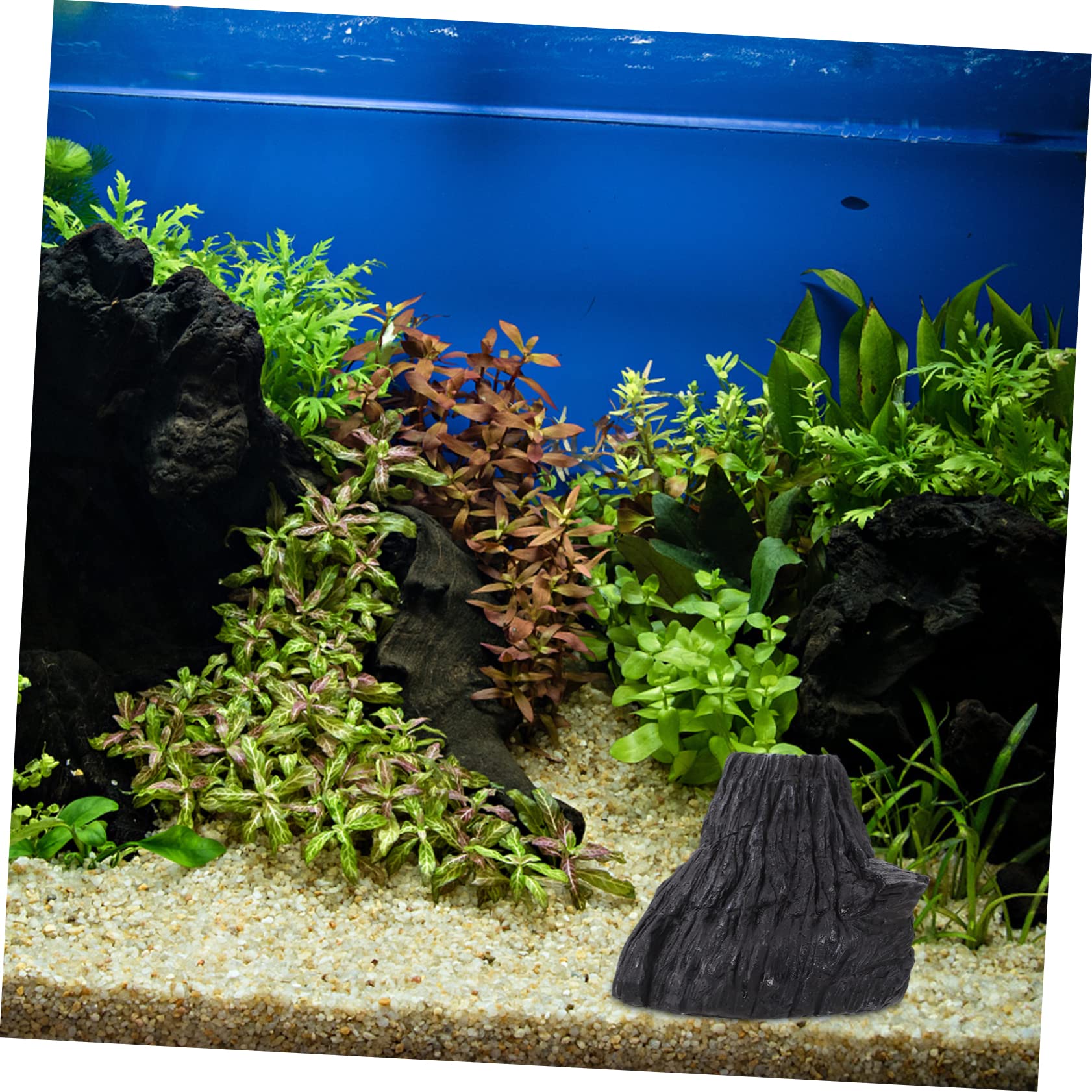YARNOW 3 Pièces Décoration D'aquarium De Humidificateur Pierre à Air D'aquarium Ornement D'aquarium D'aquarium Volcanique Étang Grotte Black Résine