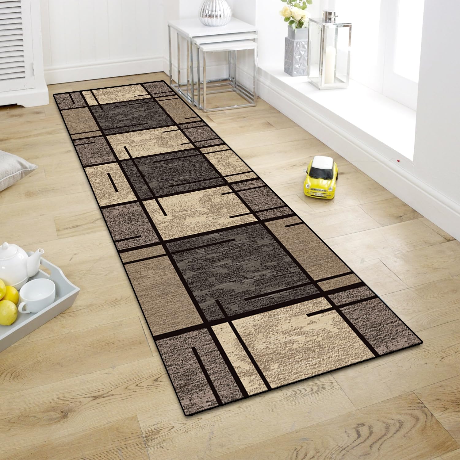 Zala Living Cook & Clean Tapis De Cuisine, Antidérapant, Tissé à Plat, à Poils Courts, Lavable, Pour Couloir, Cuisine, Salon, Noir, 50 X 150 Cm