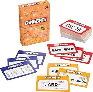 Gibsons Dingbats to Go Mind-Bending Brain Teasers Word Game – Orange Box with 100 Puzzle Cards, Fun Family Travel Game for...